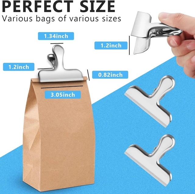 Alt view image 2 of 6 - FINDMAG Bag Clips, 8 Pack Chip Clip Set for Kitchen Storage Use,Snack Clips for Office Paper Clamps, Office, Packages, Stainless Steel Food Clip for Bread Bag, Office, Refrigerator