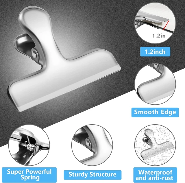 Alt view image 6 of 6 - FINDMAG Bag Clips, 8 Pack Chip Clip Set for Kitchen Storage Use,Snack Clips for Office Paper Clamps, Office, Packages, Stainless Steel Food Clip for Bread Bag, Office, Refrigerator