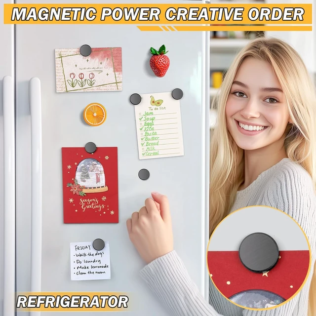 Alt view image 7 of 7 - Magnets for Crafts, Magnets with Adhesive Backing, 20 Pack,0.71" D x 0.12" H, Ferrite Magnets, Small Adhesive Magnets for Refrigerator, Scientific, Office, Classroom and Home