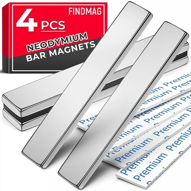 Main image of Adhesive Magnet Strips 4 Pack, 2.36x0.39x0.12in, Rare Earth Magnets,Neodymium magnetic strips with peel-and-stick mounting; for wall signs, poster displays, cabinet doors and toolboxes