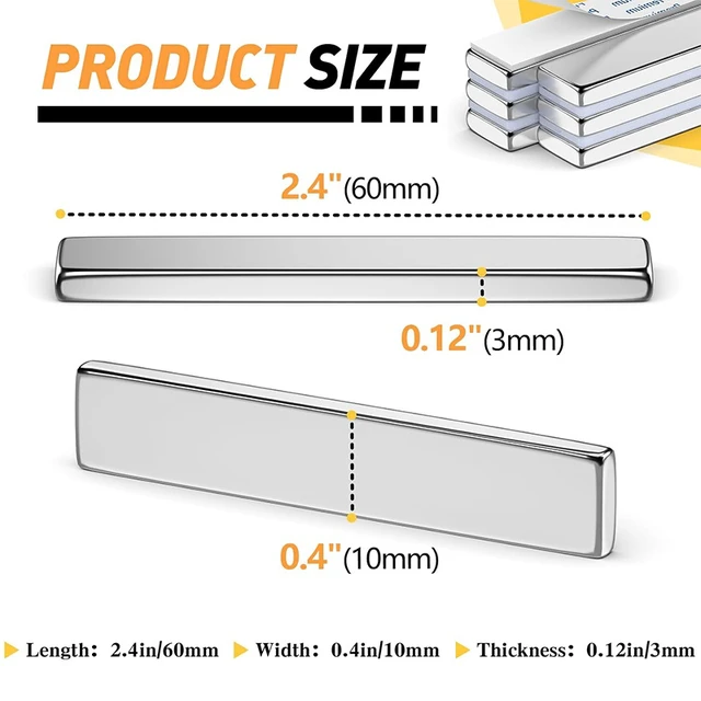 Alt view image 7 of 7 - Adhesive Magnet Strips 4 Pack, 2.36x0.39x0.12in, Rare Earth Magnets,Neodymium magnetic strips with peel-and-stick mounting; for wall signs, poster displays, cabinet doors and toolboxes