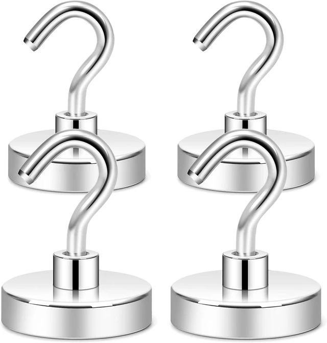 Main image of Neosmuk Magnetic Hooks for Cruise Cabins,130lb Heavy Duty,Silver,4 Pack,Heavy Duty Strong Magnet Hook, Cruise Essentials 2026 for Hanging, Metal Wall Refrigerator Hangers