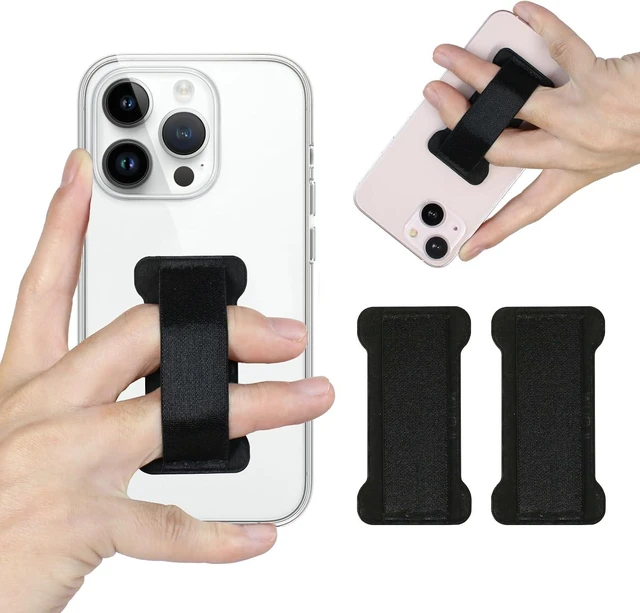 Main image of Finger Strap Phone Holder - Ultra Thin Anti-Slip Universal Cell Phone Grips Band Holder for Back of Phone -2Pack(Black)