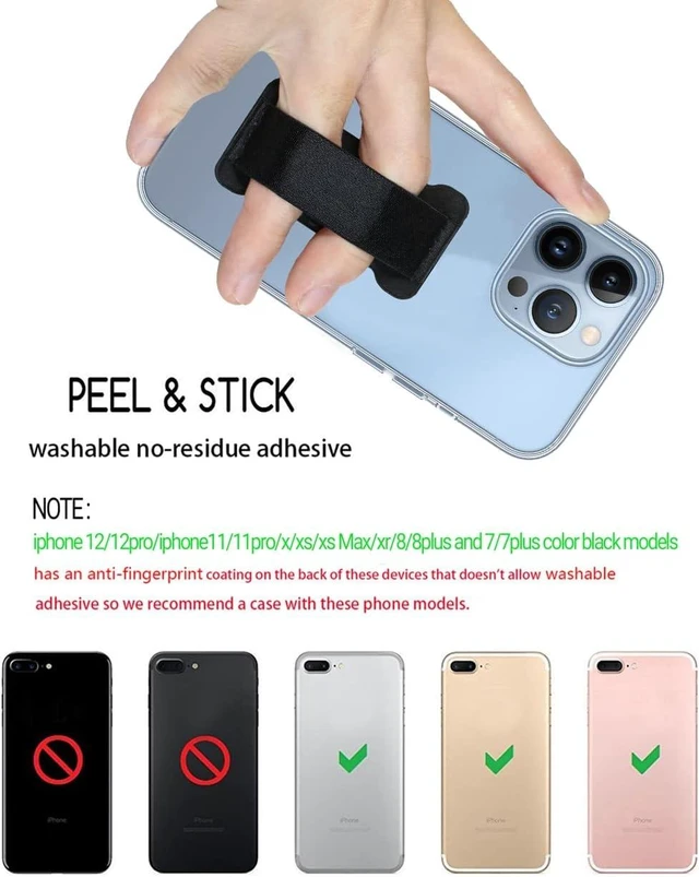 Alt view image 3 of 7 - Finger Strap Phone Holder - Ultra Thin Anti-Slip Universal Cell Phone Grips Band Holder for Back of Phone -2Pack(Black)