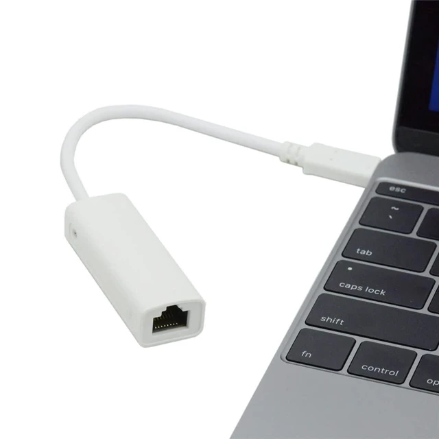 Alt view image 2 of 7 - JSER USB-C Type C USB 3.1 Male to 100Mbps Ethernet Network LAN External Adapter for Laptop