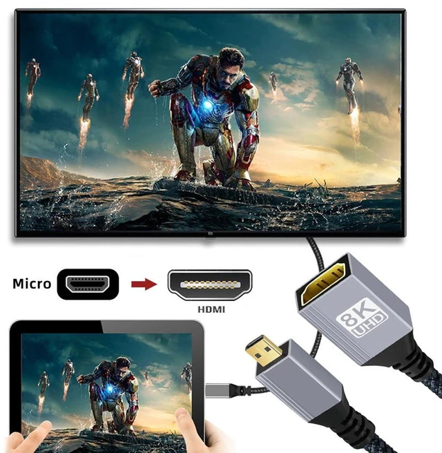 Alt view image 3 of 7 - xiwai 8K Micro HDMI 2.1 Type-D Male to HDMI Female Extension HDTV Cable for Monitor DV Camera Laptop Portable 17cm