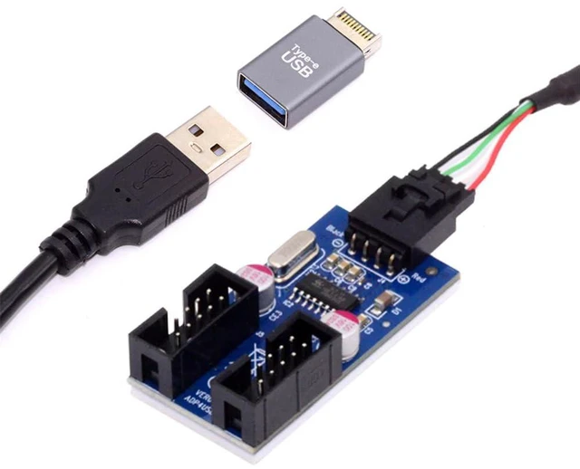Main image of xiwai USB 3.1 Front Panel Header Male Type-E 20Pin to USB 2.0 Male Type-A 1 to 2 Motherboard 9pin 10pin Female Header DC 5v HUB Adapter Internal Port Multiplier