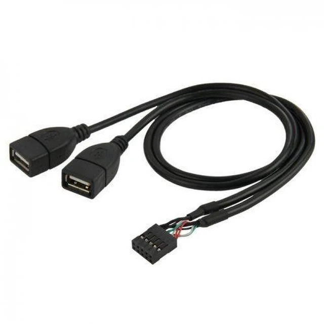 Main image of JSER USB 10 Pin 9Pin Motherboard Female Header to Dual USB 2.0 Female Adapter Cable 50cm