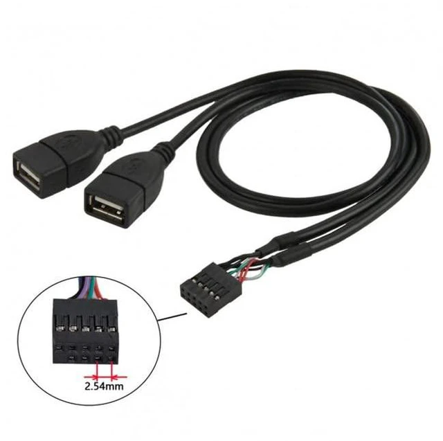 Alt view image 3 of 7 - JSER USB 10 Pin 9Pin Motherboard Female Header to Dual USB 2.0 Female Adapter Cable 50cm