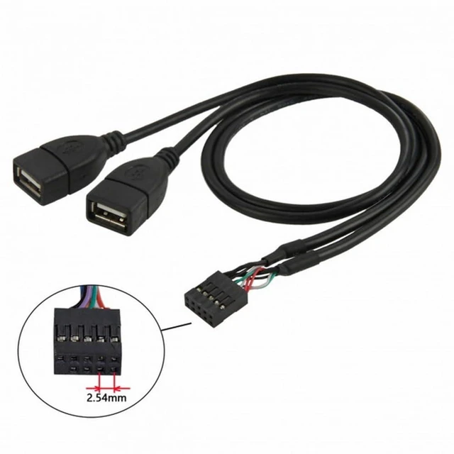 Alt view image 5 of 7 - JSER USB 10 Pin 9Pin Motherboard Female Header to Dual USB 2.0 Female Adapter Cable 50cm