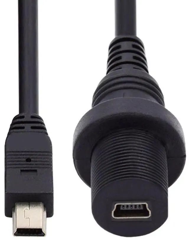 Main image of xiwai Waterproof Dustproof Mini USB2.0 5Pin Male to Female Extension Data Power Cable Car Panel Mount Design 1m 480Mbps