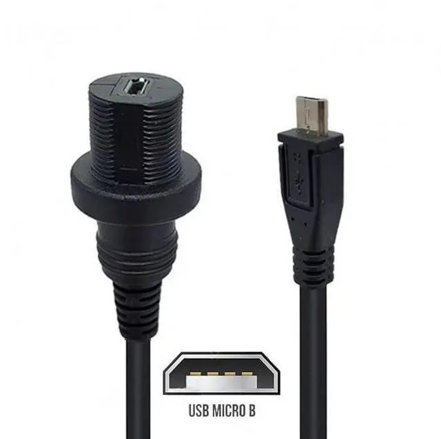 Main image of xiwai Waterproof Dustproof Micro USB2.0 5Pin Male to Female Extension Data Power Cable Car Panel Mount Design 1m 480Mbps