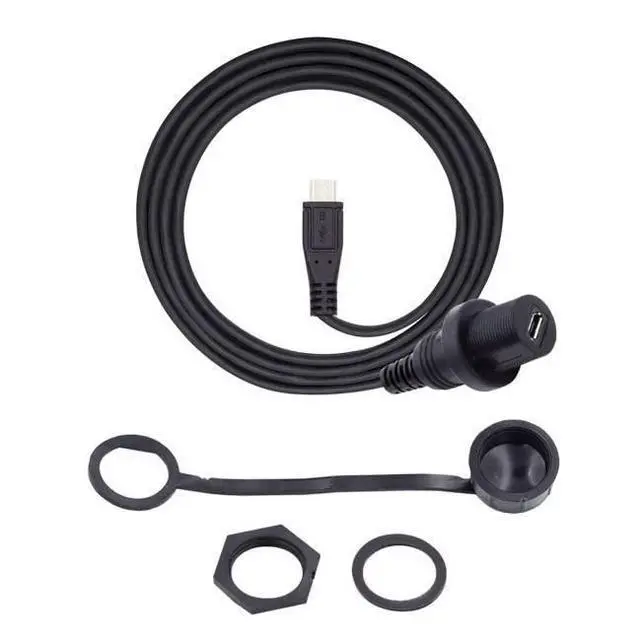 Alt view image 3 of 7 - xiwai Waterproof Dustproof Micro USB2.0 5Pin Male to Female Extension Data Power Cable Car Panel Mount Design 1m 480Mbps