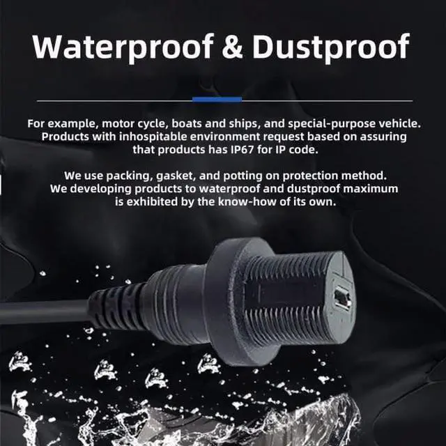 Alt view image 5 of 7 - xiwai Waterproof Dustproof Micro USB2.0 5Pin Male to Female Extension Data Power Cable Car Panel Mount Design 1m 480Mbps