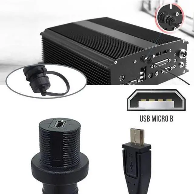 Alt view image 6 of 7 - xiwai Waterproof Dustproof Micro USB2.0 5Pin Male to Female Extension Data Power Cable Car Panel Mount Design 1m 480Mbps