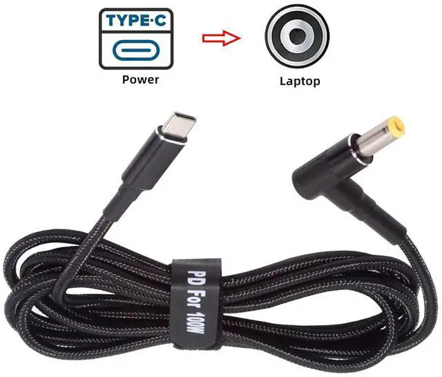 Alt view image 6 of 7 - Cable 100W Type C USB-C Input to 20V DC 5.5 * 2.5mm Output Power 20V 5A 65W PD Charge Cable Compatible with Laptop