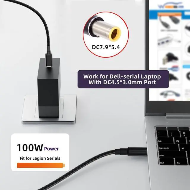 Alt view image 6 of 7 - Cable 100W Type C USB-C Input to 20V DC 7.9 * 5.4mm Output Power 20V 5A 65W PD Charge Cable Compatible with Laptop