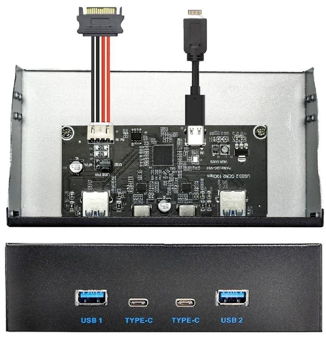 Main image of Xiwai 10Gbps USB 3.1 Front Panel Type-A & Type-C 4 Ports HUB to Type-E Connector Motherboard Cable 10Gbps for 5.25" CD-ROM Bay Tray