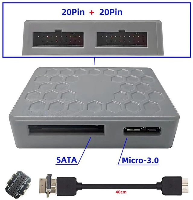 Alt view image 2 of 7 - xiwai USB 3.1 Front Type-E or 19/20Pin Header or Micro-USB3.0 to USB 3.0 19/20Pin Dual Ports Female Splitter PCBA Type Adapter HUB 5Gbps