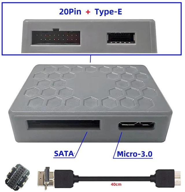 Alt view image 2 of 7 - xiwai USB 3.1 Front Type-E or 19/20Pin Header or Micro-USB3.0 to Type-E Socket and USB 3.0 19/20Pin Dual Ports Female Splitter PCBA Type Adapter HUB 5Gbps