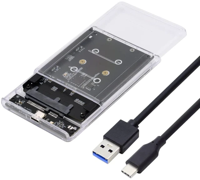 Main image of xiwai Dual NGFF B+M-Key M.2 SSD Card JOBD Raid0 Span Bridge to USB3.0 Type-C USB-C 2.5inch SATA Combo Enclosure