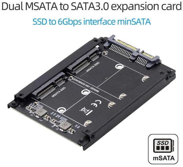 Alt view image 6 of 7 - Xiwai Dual MSATA Mini-SATA SSD Card JBOD Raid0 Span Bridge to 2.5inch SATA Combo HDD Disk Drive Enclosure