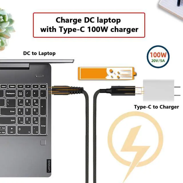 Alt view image 5 of 7 - Cable 100W Type C USB-C Input to 20V DC 5.5 * 2.1mm Output Power 20V 5A 65W PD Charge Cable Compatible with Laptop