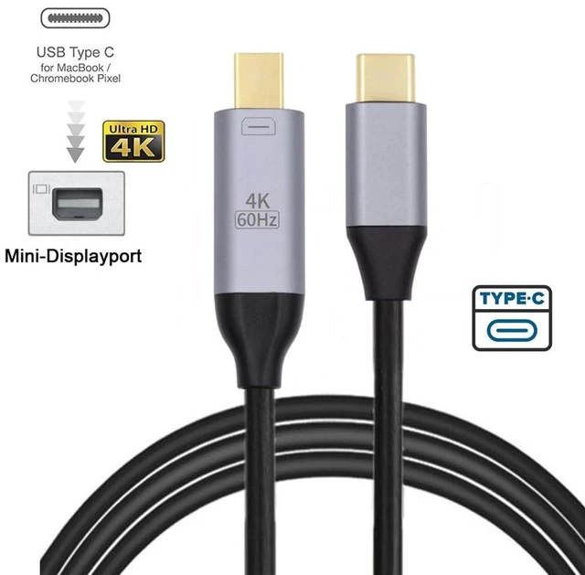 Alt view image 3 of 7 - JSER USB 3.1 Type C USB-C to Mini DisplayPort DP Male 4K Monitor Cable for MacBook & Laptop 1.8m
