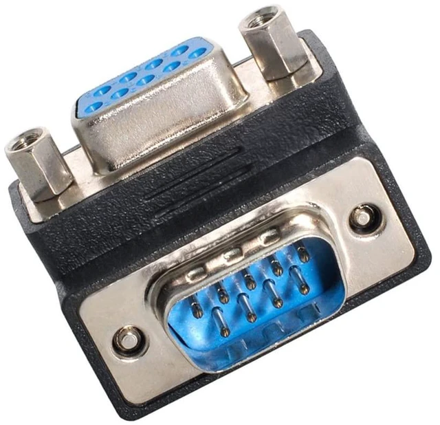 Main image of RS232 D-Sub 9Pin 90 Degree Up Angled Male Screw Type to Female Nut Type Extension Adapter