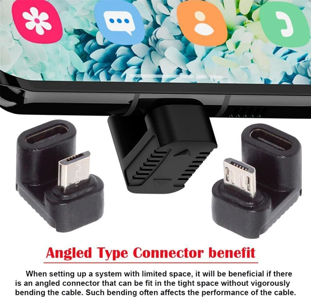 Alt view image 5 of 7 - 4pcs/lot 90/360 Degree Angled Type USB-C USB2.0 Type C Female to Micro USB Male Power Data Adapter