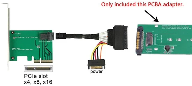 Alt view image 4 of 7 - JSER SFF-8639 NVME U.2 to NGFF M.2 M-Key PCIe SSD Adapter for Mainboard Replace SSD 750 p3600 p3700