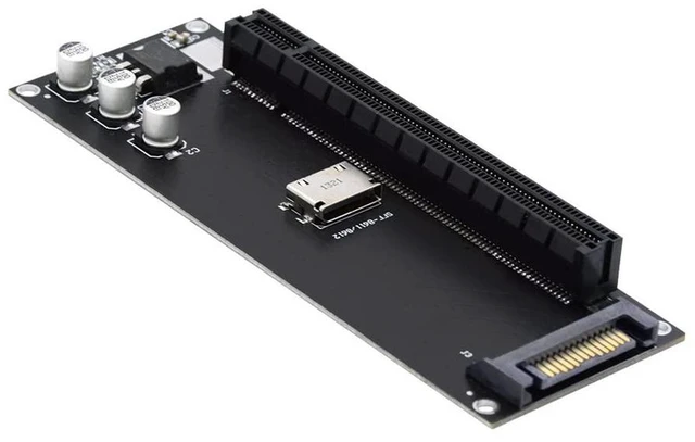Alt view image 2 of 7 - Xiwai Oculink SFF-8612 SFF-8611 to PCIE PCI-Express 16x 4X Adapter with SATA Power Port for Mainboard Graphics Card