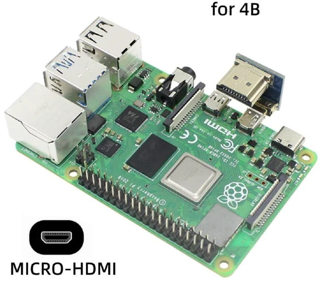 Alt view image 7 of 7 - xiwai 2pcs/Set HDMI Adapter Type A to Micro HDMI Type-D Male Socket Opposite U Shape Back Angled Connector for Raspberry PI 3B/3B+/4B