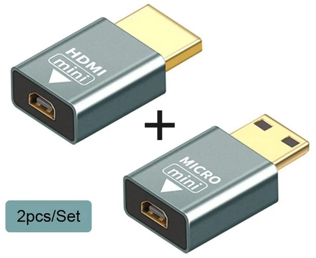 Alt view image 3 of 7 - xiwai 2pcs/Set Compatible Micro HDMI Female to Mini Male & HDMI 1.4 Male Adapter 4K@60hz