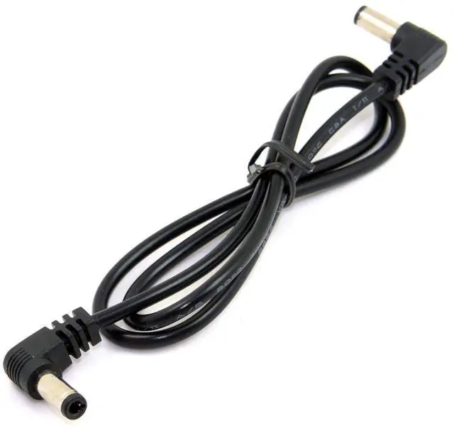 Alt view image 4 of 7 - DC Power 5.5 x 2.1mm / 2.5mm Male to 5.5 2.1/2.5mm Male Plug Cable Right Angled 90 Degree 24AWG 60cm