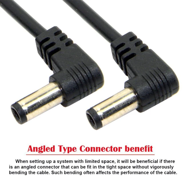 Alt view image 6 of 7 - JSER DC Power 5.5 x 2.1mm/2.5mm Male to 5.5 2.1/2.5mm Male Plug Cable Right Angled 90 Degree 1.97ft for