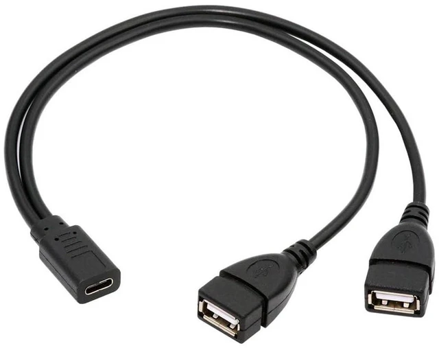 Alt view image 7 of 7 - xiwai USB-C Splitter Type-C Female DC 5V to Dual USB 2.0 Standard Type-A Female Extension Charge Cable