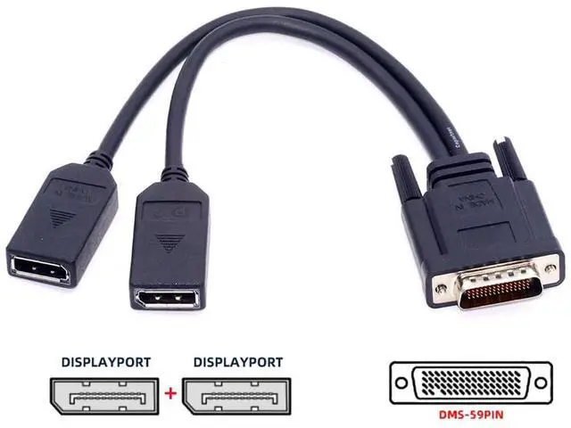 Alt view image 2 of 7 - JSER DMS-59Pin Male to Dual DP Displayport Female Splitter Extension Cable for PC Graphics Card