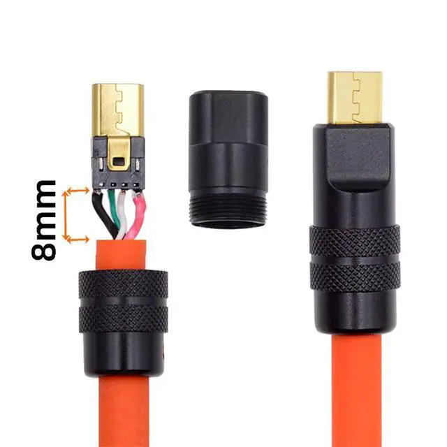 Alt view image 7 of 7 - xiwai USB2.0 Plug Solder Connector Micro USB 5Pin Male Replacement Adapter with Aluminum Alloy Shell Black Customization for 4.0mm~6.0mm Cable