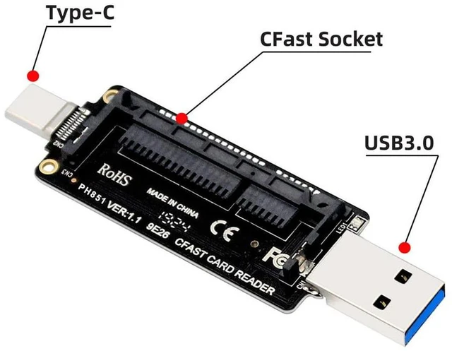 Alt view image 4 of 7 - xiwai USB-C USB3.0 Type-C to CFast 2.0 Card Adapter PCBA CFast Card Reader for Desktop Laptop