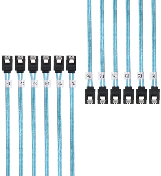 Alt view image 3 of 7 - xiwai Internal 6 SATA 7pin to 6 SATA 7pin Target SSD Hard Disk 6Gbps Data Server Raid Cable