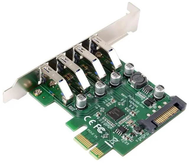 Main image of JSER Card Low Profile 4 Ports PCI-E to USB 3.0 HUB PCI Express Expansion Card Adapter 5Gbps for Motherboard