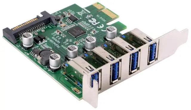 Alt view image 2 of 7 - JSER Card Low Profile 4 Ports PCI-E to USB 3.0 HUB PCI Express Expansion Card Adapter 5Gbps for Motherboard