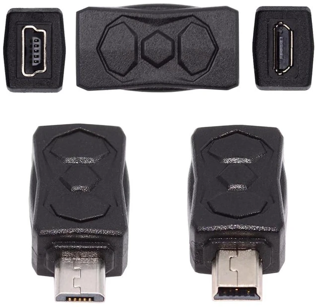 Main image of xiwai Micro USB 2.0 to Mini USB 5Pin Male to Female Extension Adapter, Support Charging and Data Sync, Black, Pack of 3pcs