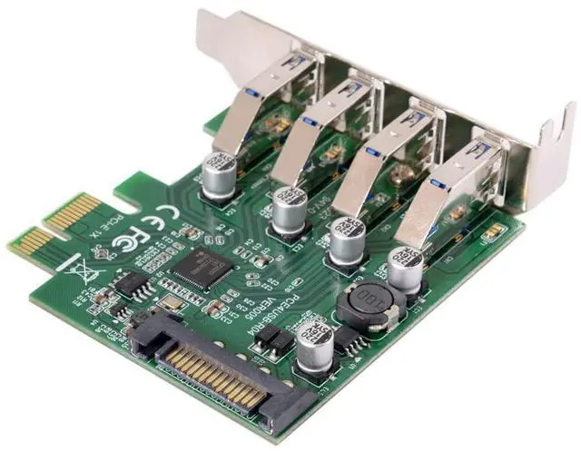 Alt view image 3 of 7 - JSER Card Low Profile 4 Ports PCI-E to USB 3.0 HUB PCI Express Expansion Card Adapter 5Gbps for Motherboard