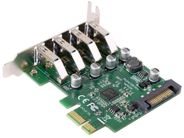 Alt view image 4 of 7 - JSER Card Low Profile 4 Ports PCI-E to USB 3.0 HUB PCI Express Expansion Card Adapter 5Gbps for Motherboard