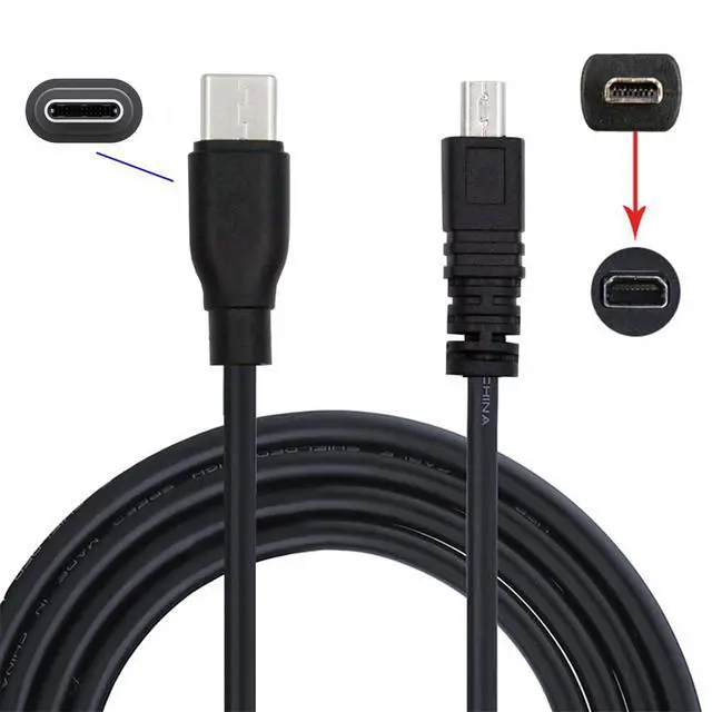 Alt view image 3 of 7 - 5V 2.5W Type-C USB-C Host to 8P Mini Data Power Camera Cable for Coolpix UC-E6 UC-E16 UC-E17 DSC-W DMC-S EX-Z 1.5M