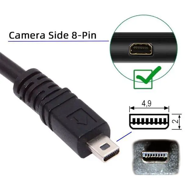 Alt view image 4 of 7 - 5V 2.5W Type-C USB-C Host to 8P Mini Data Power Camera Cable for Coolpix UC-E6 UC-E16 UC-E17 DSC-W DMC-S EX-Z 1.5M