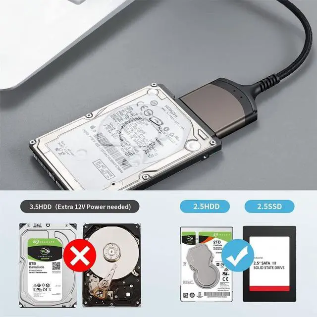 Alt view image 5 of 7 - 5Gbps USB 3.0 Type-A to SATA 22 Pin Adapter Cable for 2.5" Hard Disk Driver SSD