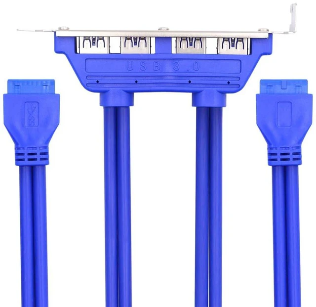 Main image of Xiwai 4 Ports USB3.0 Female Hub to Motherboard 20pin Mount Panel Extension Baffle Cable with PCI Bracket 50cm